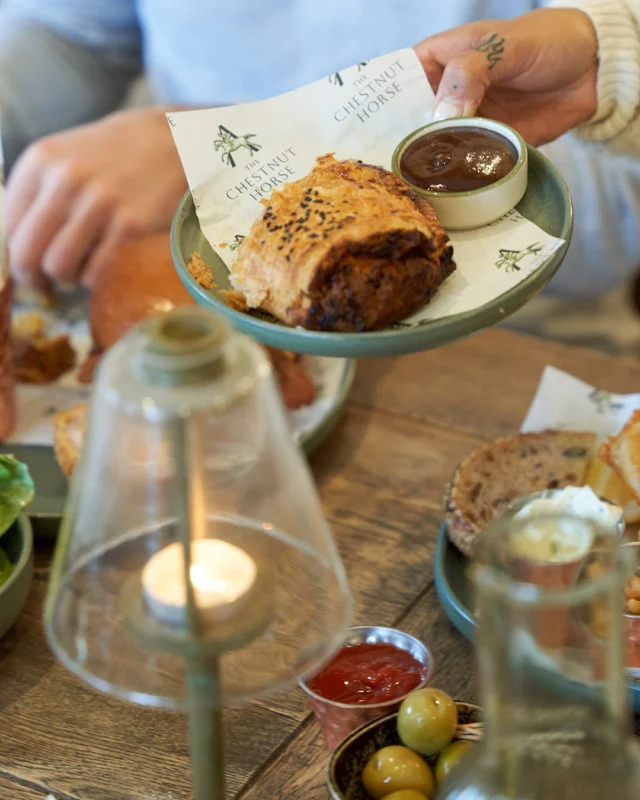 Flaky, buttery, golden goodness.
Our sausage rolls and bar snacks are reason enough to stop by — but lunch here? Even better.

 Join us at the deli and farm shop for your midday fix.

#TheChestnutHorse #VisitHampshire #Winchester #CountryPub