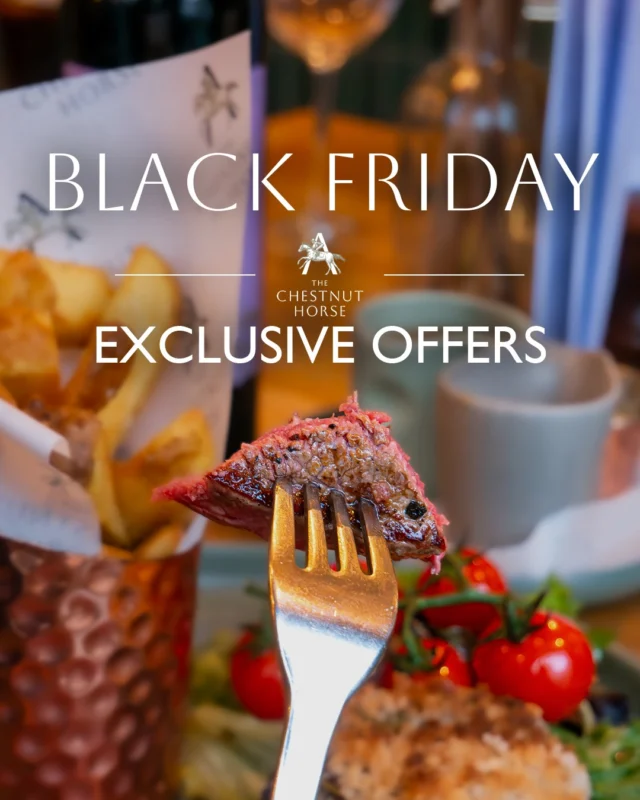 This Black Friday, you asked, we delivered… 
Our most-loved special is now bigger, better, and available all week long (well, Monday to Friday 👀).

For just £49 for two people, enjoy: Two steaks, your choice of sauce, crispy fries, and a bottle of red to share.

The perfect excuse for date night, mate night, or just because steak and wine is always a good idea.

⁣#TheChestnutHorse #BlackFridayDeals #VisitHampshire #Winchester #CountryPub